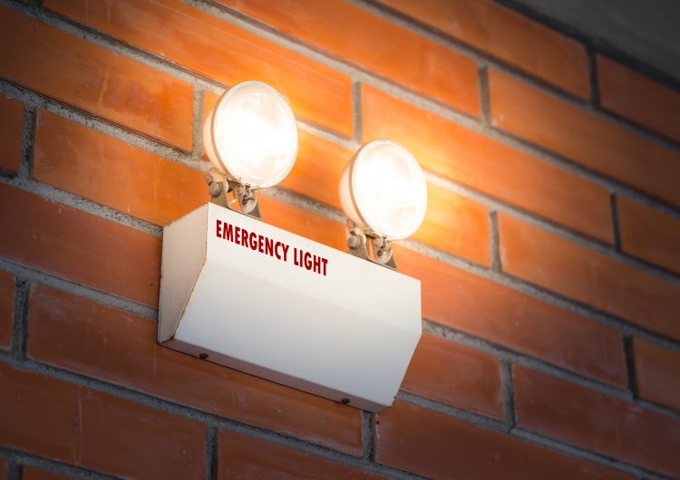 A turned-on emergency light